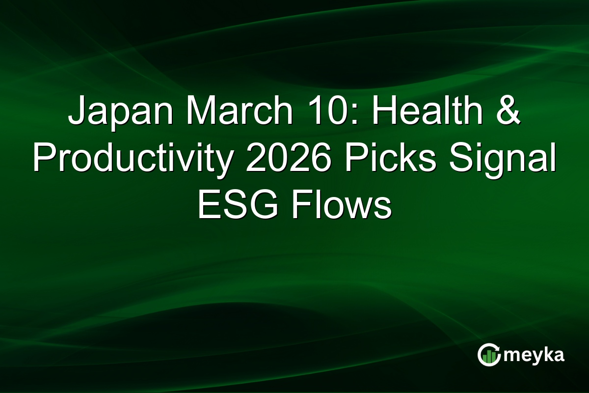 Japan March 10: Health & Productivity 2026 Picks Signal ESG Flows