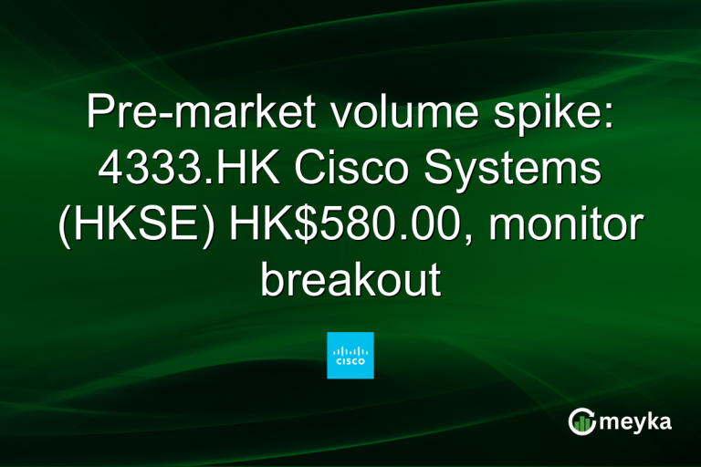 Pre-market volume spike: 4333.HK Cisco Systems (HKSE) HK$580.00, monitor breakout
