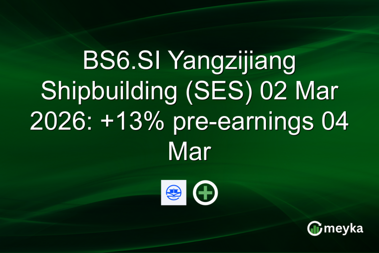 BS6.SI Yangzijiang Shipbuilding (SES) 02 Mar 2026: +13% pre-earnings 04 Mar