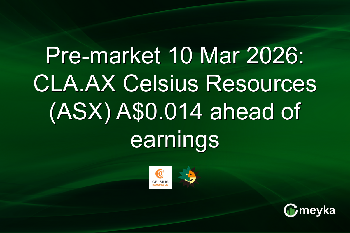 Pre-market 10 Mar 2026: CLA.AX Celsius Resources (ASX) A$0.014 ahead of earnings