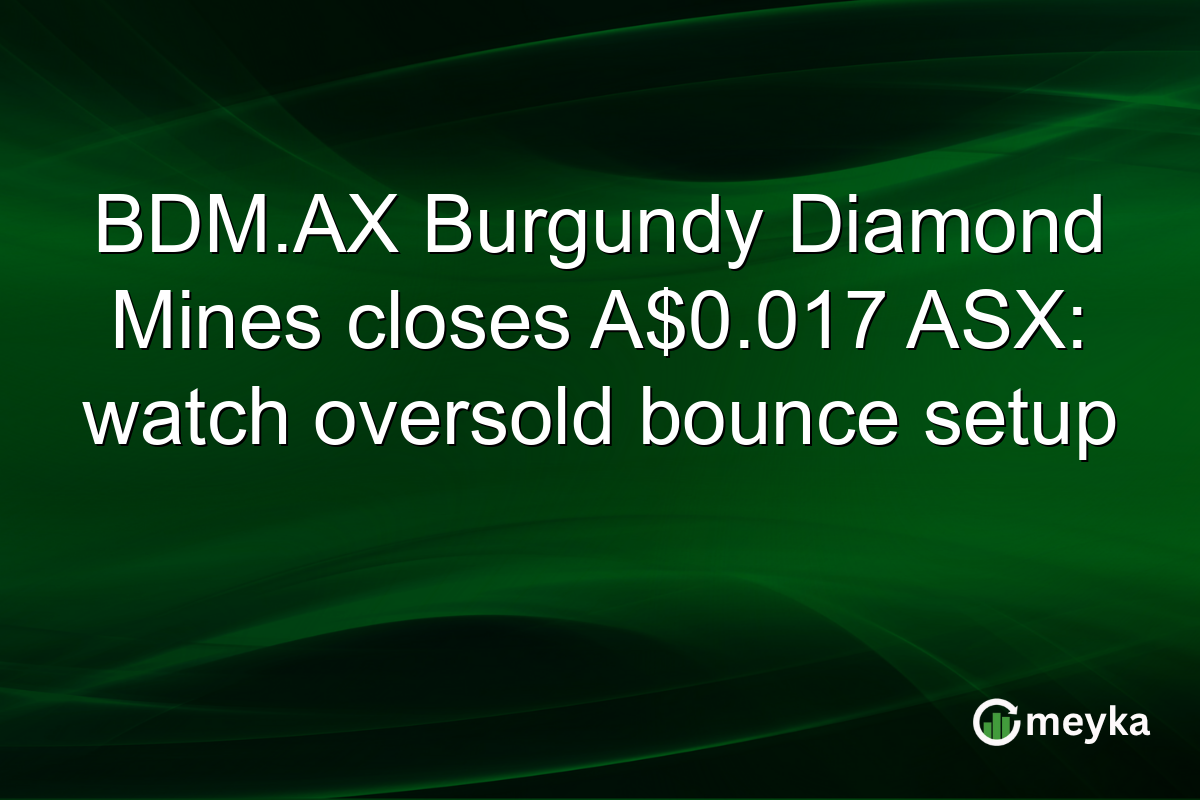 BDM.AX Burgundy Diamond Mines closes A$0.017 ASX: watch oversold bounce setup