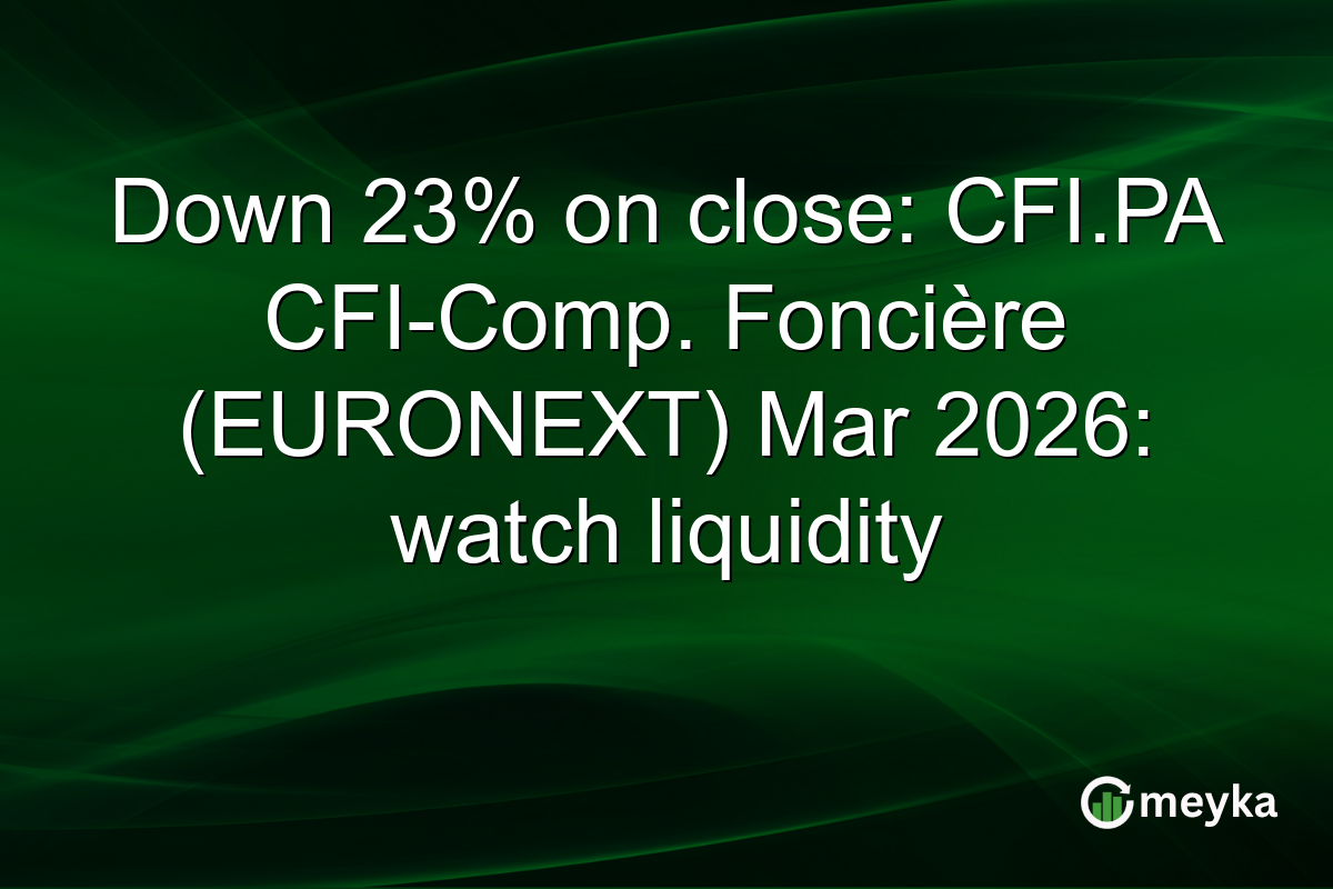 Down 23% on close: CFI.PA CFI-Comp. Foncière (EURONEXT) Mar 2026: watch liquidity