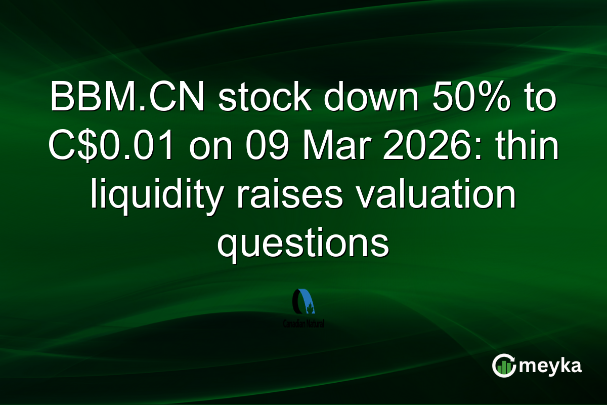 BBM.CN stock down 50% to C$0.01 on 09 Mar 2026: thin liquidity raises valuation questions