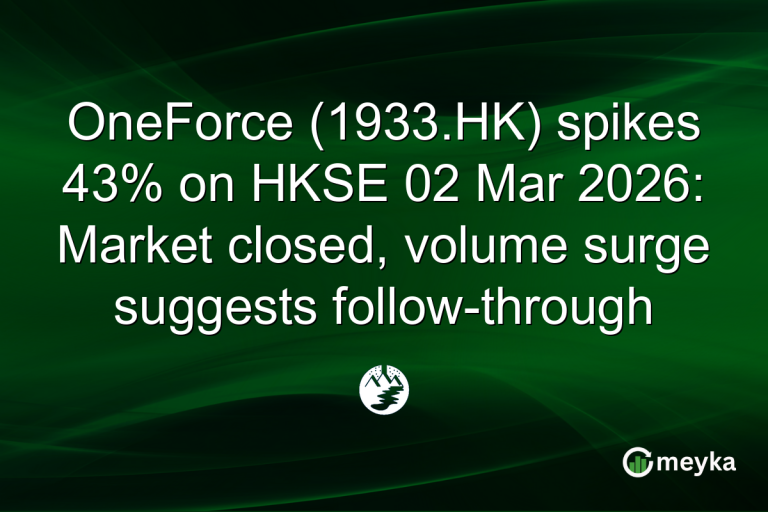 OneForce (1933.HK) spikes 43% on HKSE 02 Mar 2026: Market closed, volume surge suggests follow-through