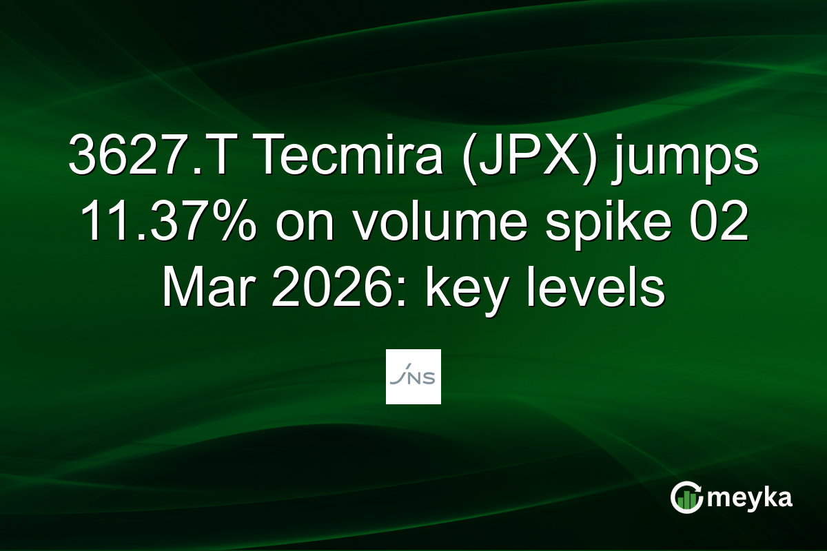 3627.T Tecmira (JPX) jumps 11.37% on volume spike 02 Mar 2026: key levels