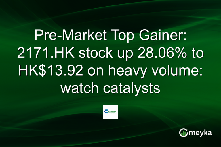 Pre-Market Top Gainer: 2171.HK stock up 28.06% to HK$13.92 on heavy volume: watch catalysts
