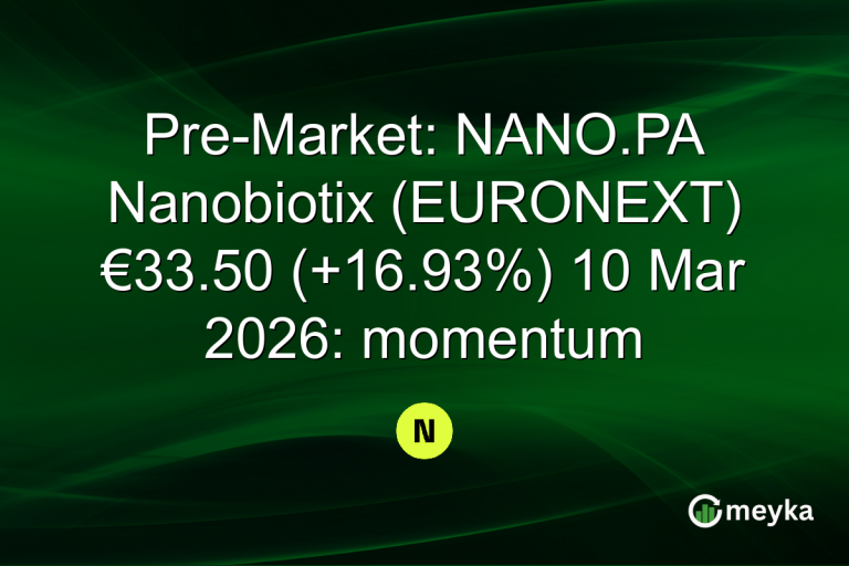 Pre-Market: NANO.PA Nanobiotix (EURONEXT) €33.50 (+16.93%) 10 Mar 2026: momentum