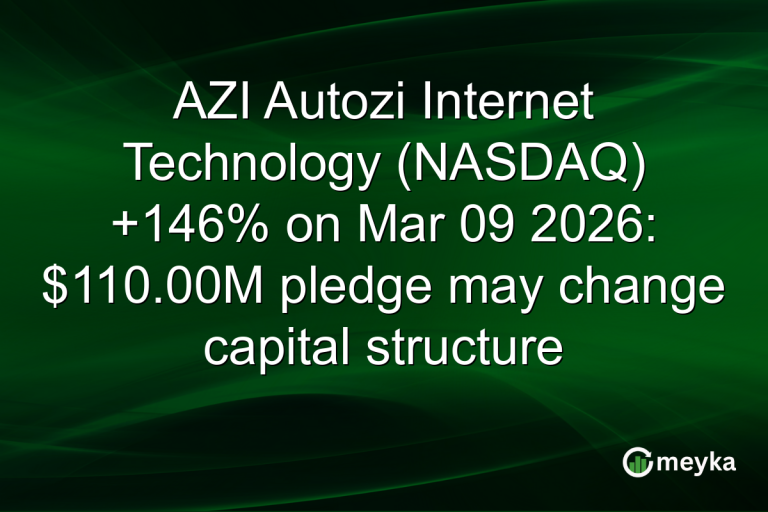 AZI Autozi Internet Technology (NASDAQ) +146% on Mar 09 2026: $110.00M pledge may change capital structure