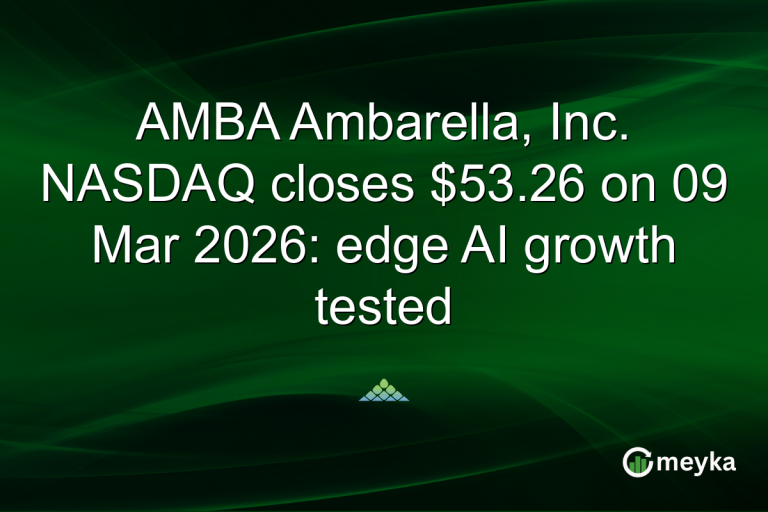 AMBA Ambarella, Inc. NASDAQ closes $53.26 on 09 Mar 2026: edge AI growth tested