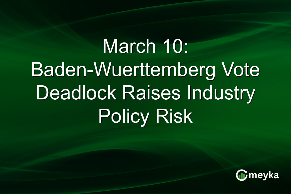 March 10: Baden-Wuerttemberg Vote Deadlock Raises Industry Policy Risk