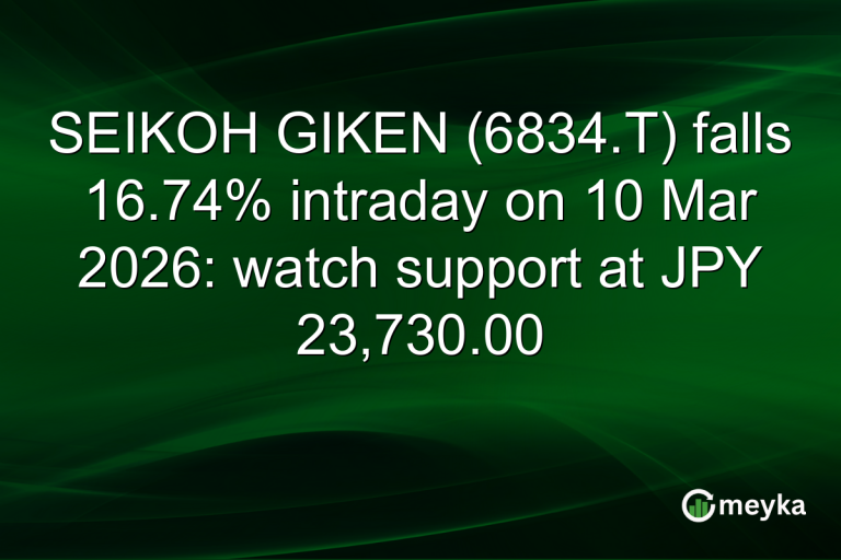 SEIKOH GIKEN (6834.T) falls 16.74% intraday on 10 Mar 2026: watch support at JPY 23,730.00