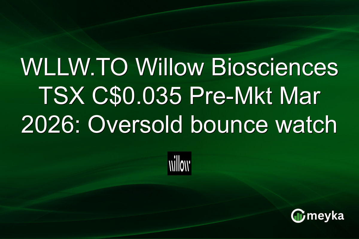 WLLW.TO Willow Biosciences TSX C$0.035 Pre-Mkt Mar 2026: Oversold bounce watch