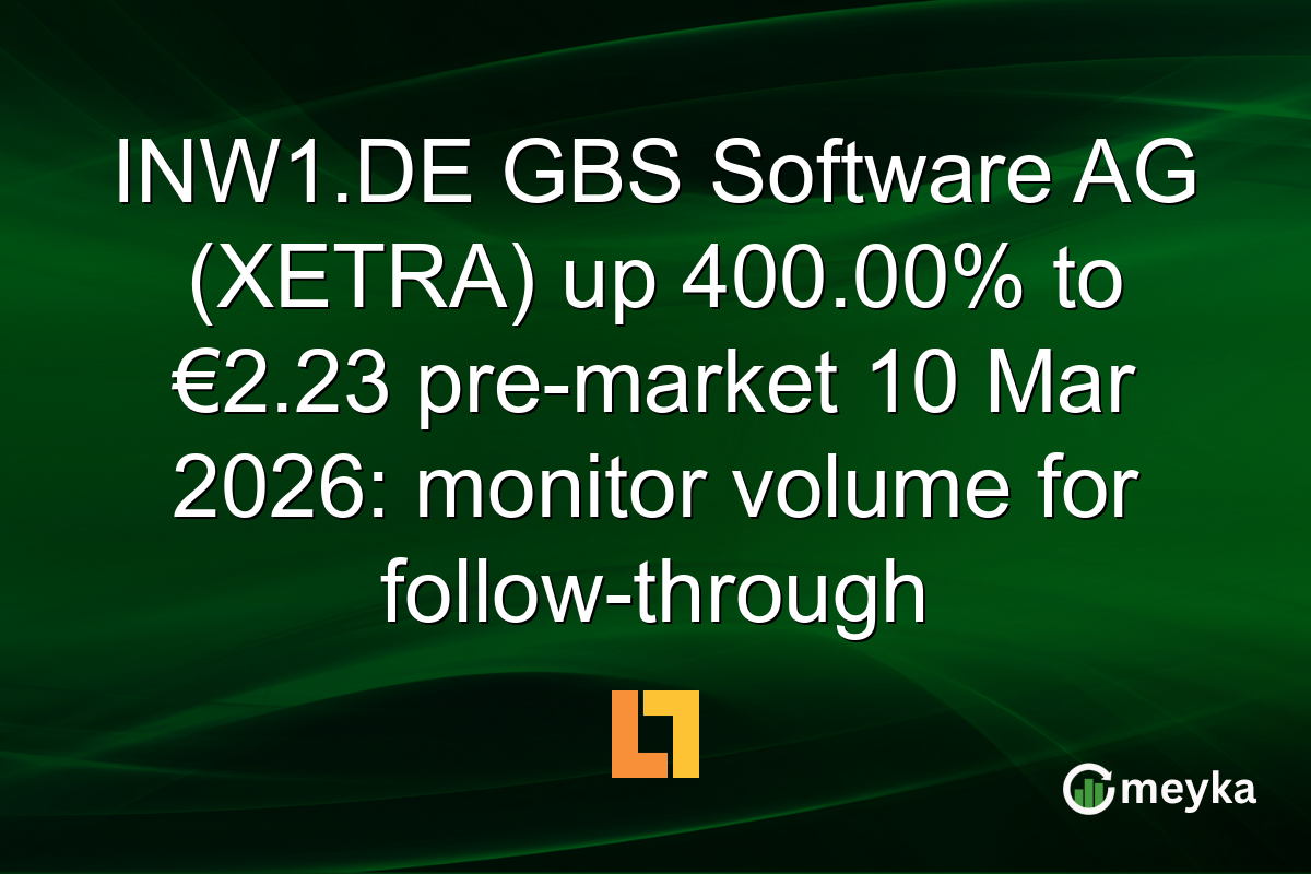 INW1.DE GBS Software AG (XETRA) up 400.00% to €2.23 pre-market 10 Mar 2026: monitor volume for follow-through