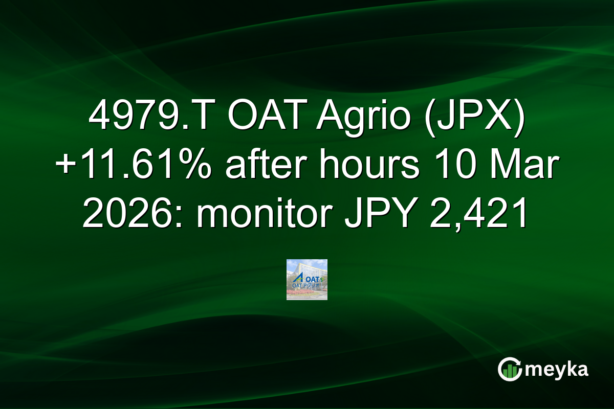 4979.T OAT Agrio (JPX) +11.61% after hours 10 Mar 2026: monitor JPY 2,421