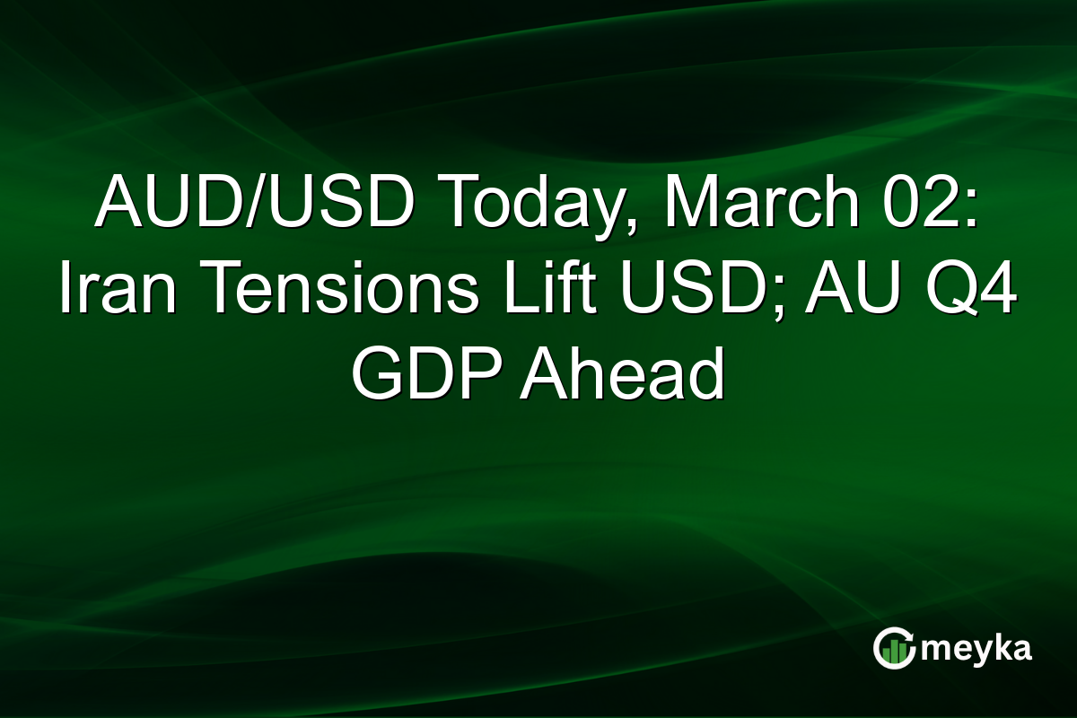 AUD/USD Today, March 02: Iran Tensions Lift USD; AU Q4 GDP Ahead