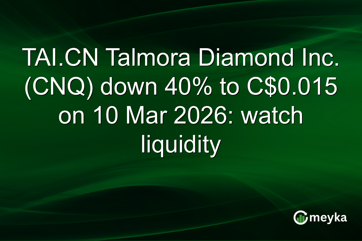 TAI.CN Talmora Diamond Inc. (CNQ) down 40% to C$0.015 on 10 Mar 2026: watch liquidity