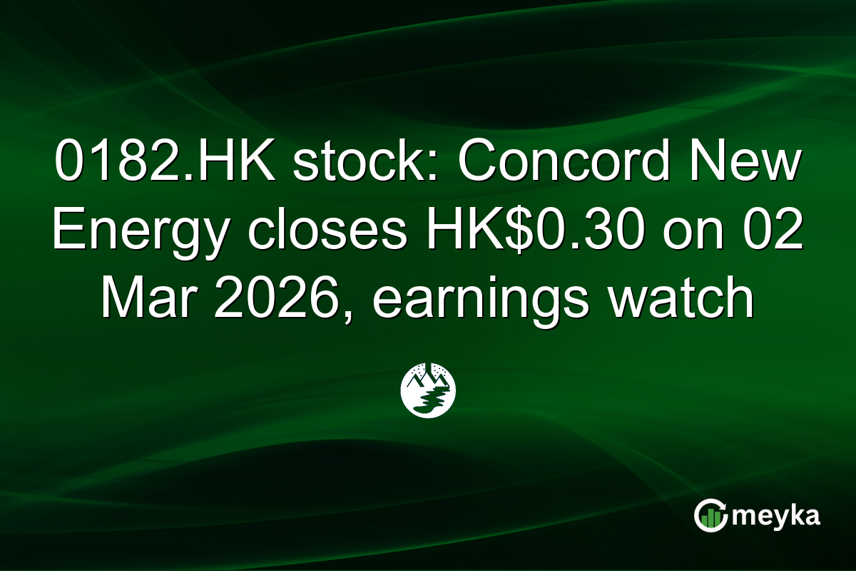 0182.HK stock: Concord New Energy closes HK$0.30 on 02 Mar 2026, earnings watch