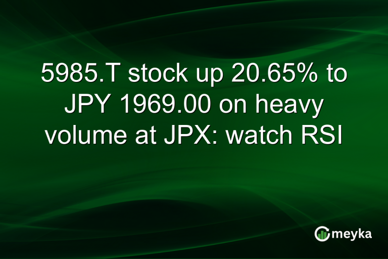 5985.T stock up 20.65% to JPY 1969.00 on heavy volume at JPX: watch RSI