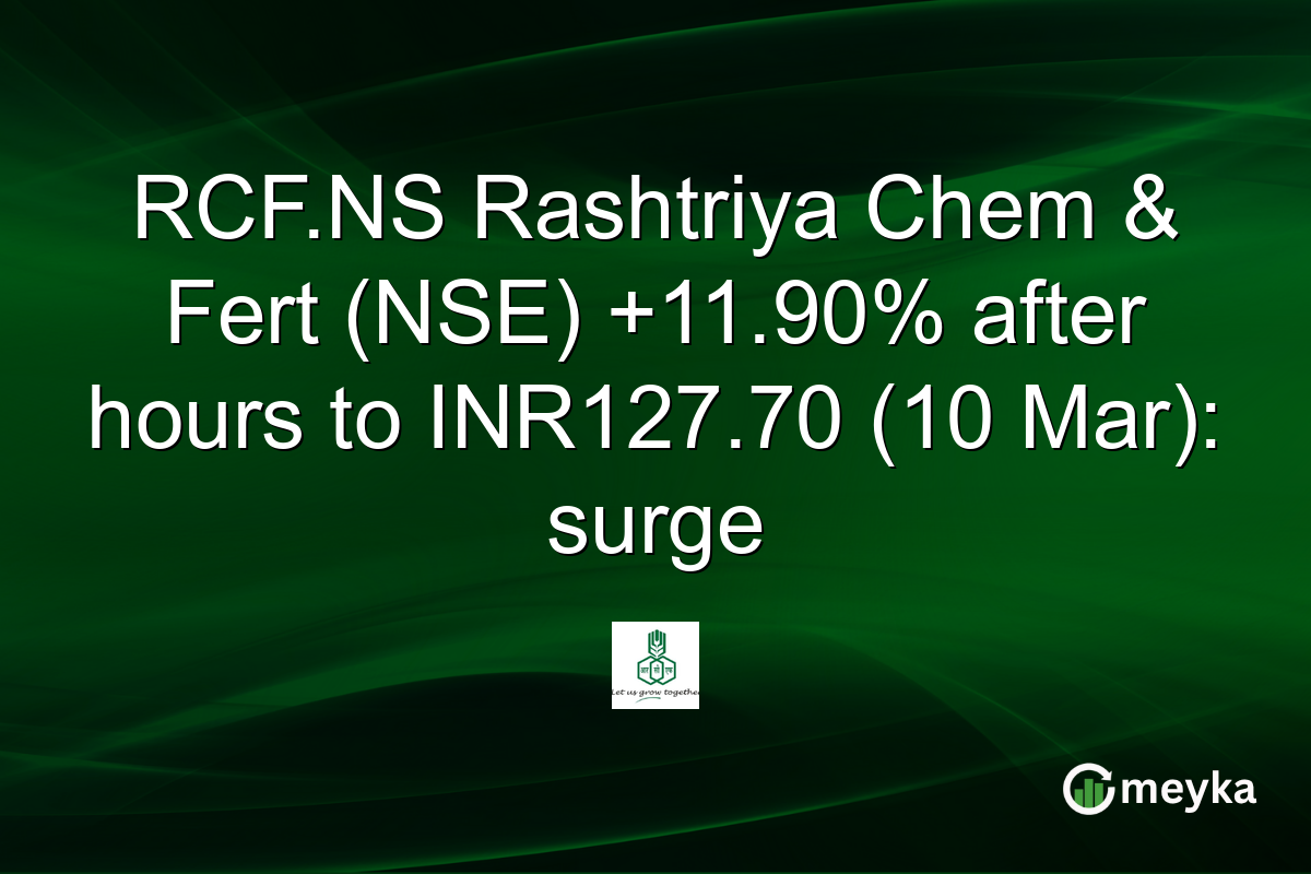 RCF.NS Rashtriya Chem & Fert (NSE) +11.90% after hours to INR127.70 (10 Mar): surge