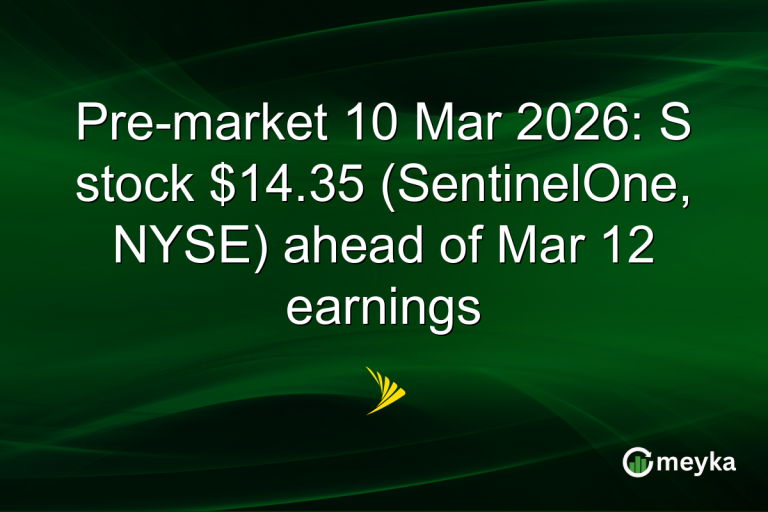 Pre-market 10 Mar 2026: S stock $14.35 (SentinelOne, NYSE) ahead of Mar 12 earnings
