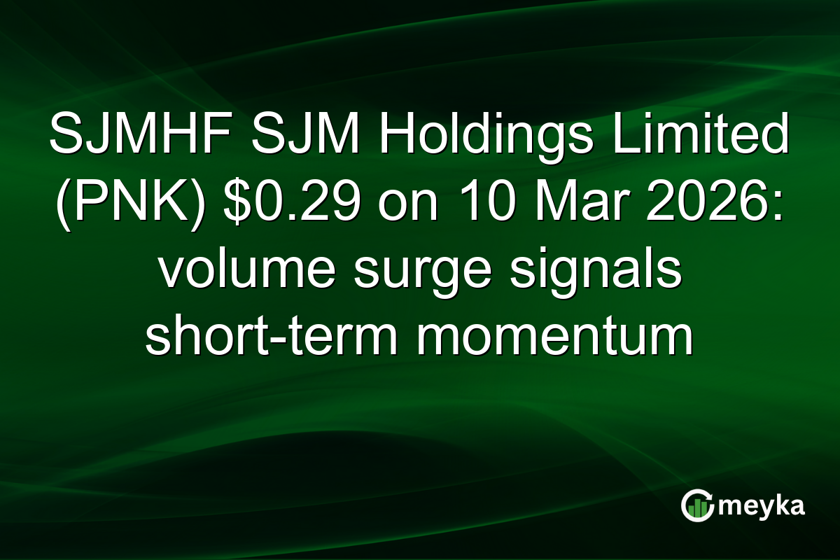 SJMHF SJM Holdings Limited (PNK) $0.29 on 10 Mar 2026: volume surge signals short-term momentum