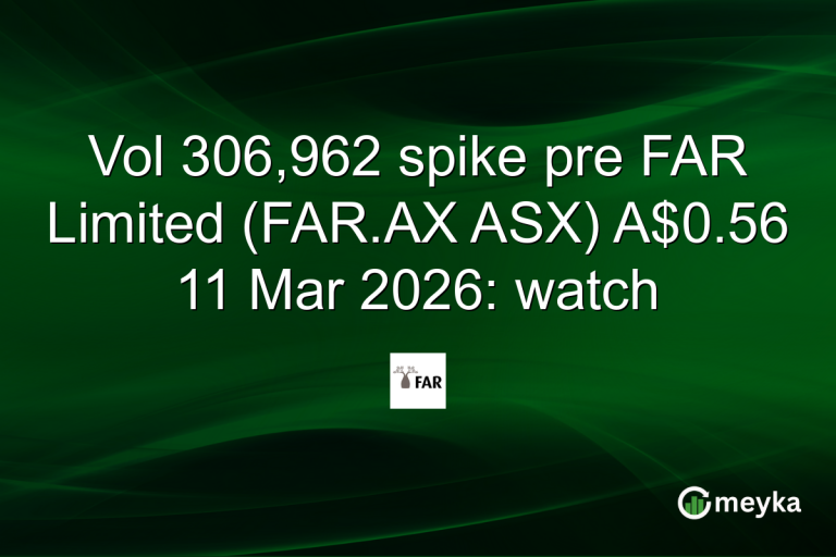 Vol 306,962 spike pre FAR Limited (FAR.AX ASX) A$0.56 11 Mar 2026: watch