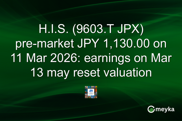 H.I.S. (9603.T JPX) pre-market JPY 1,130.00 on 11 Mar 2026: earnings on Mar 13 may reset valuation