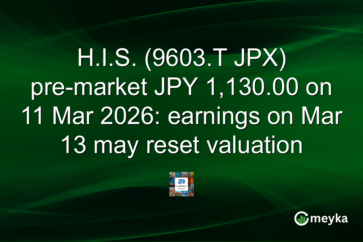 H.I.S. (9603.T JPX) pre-market JPY 1,130.00 on 11 Mar 2026: earnings on Mar 13 may reset valuation