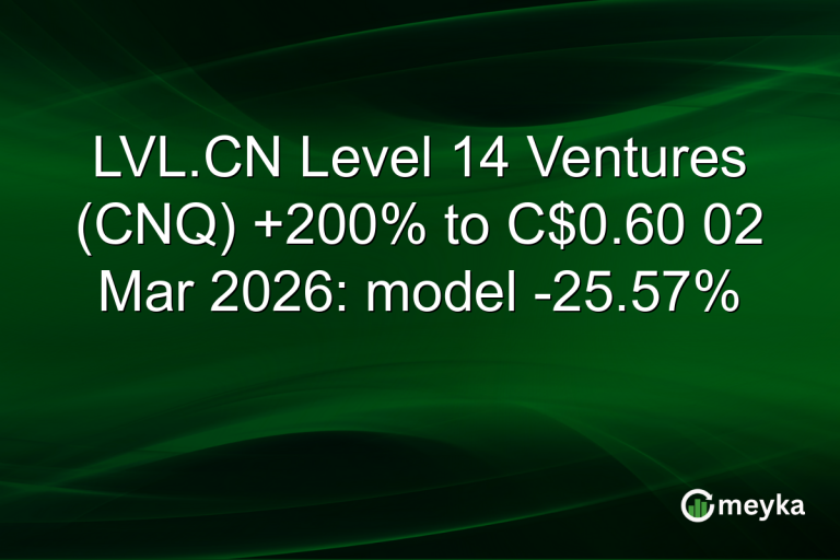 LVL.CN Level 14 Ventures (CNQ) +200% to C$0.60 02 Mar 2026: model -25.57%