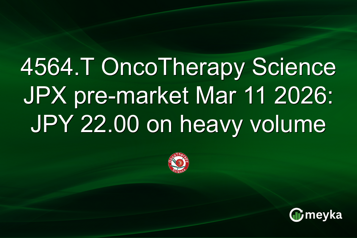 4564.T OncoTherapy Science JPX pre-market Mar 11 2026: JPY 22.00 on heavy volume