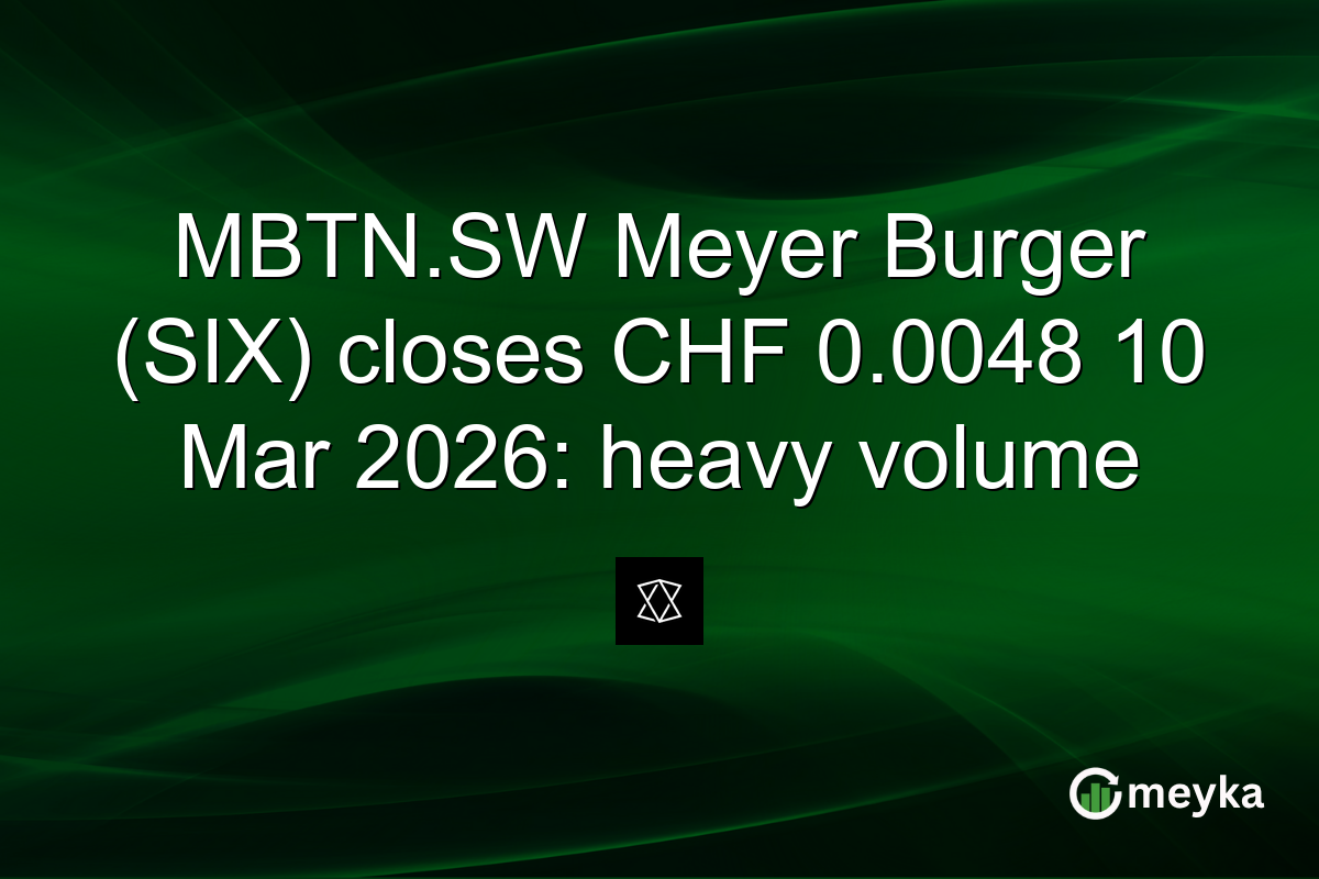 MBTN.SW Meyer Burger (SIX) closes CHF 0.0048 10 Mar 2026: heavy volume