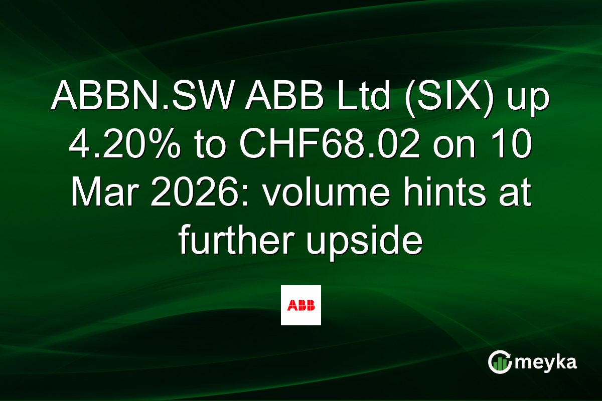 ABBN.SW ABB Ltd (SIX) up 4.20% to CHF68.02 on 10 Mar 2026: volume hints at further upside