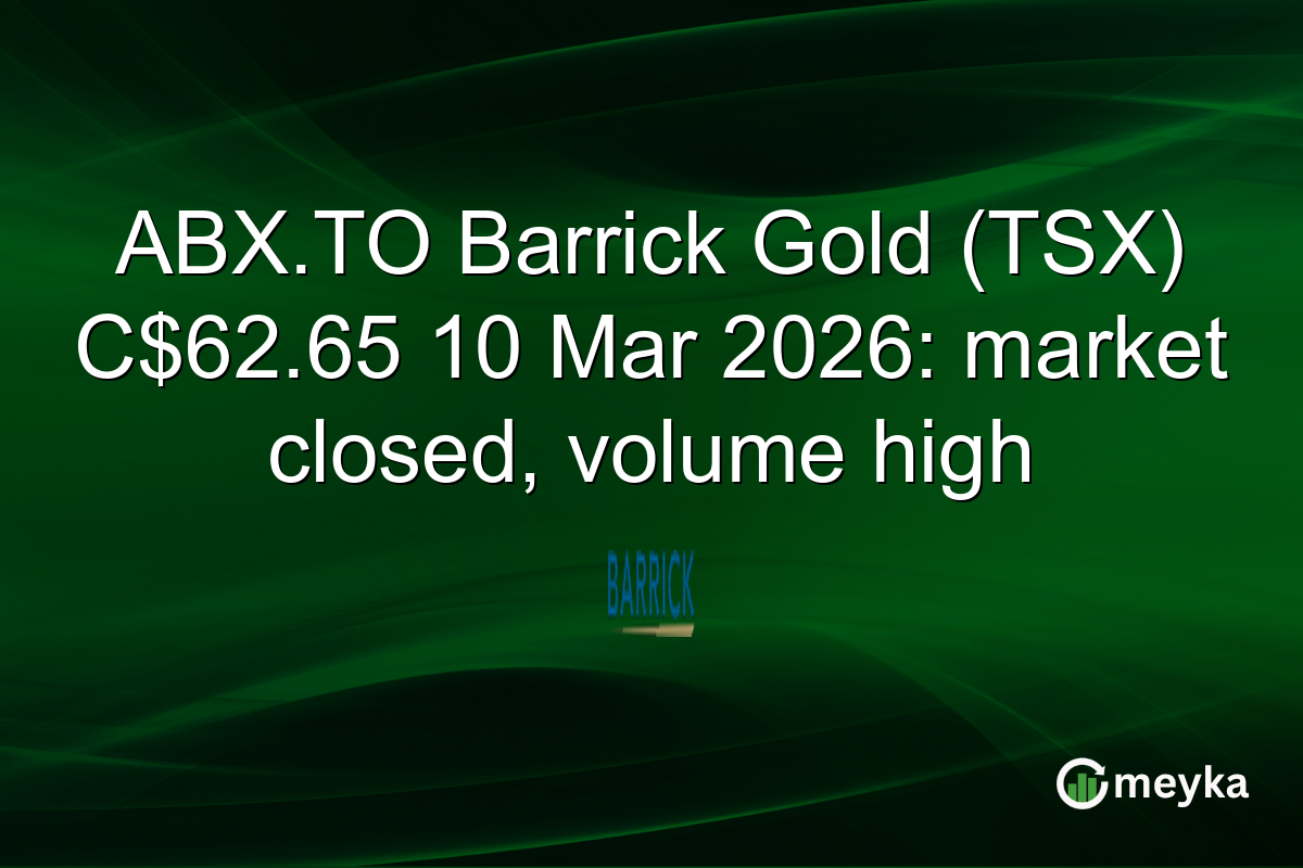 ABX.TO Barrick Gold (TSX) C$62.65 10 Mar 2026: market closed, volume high