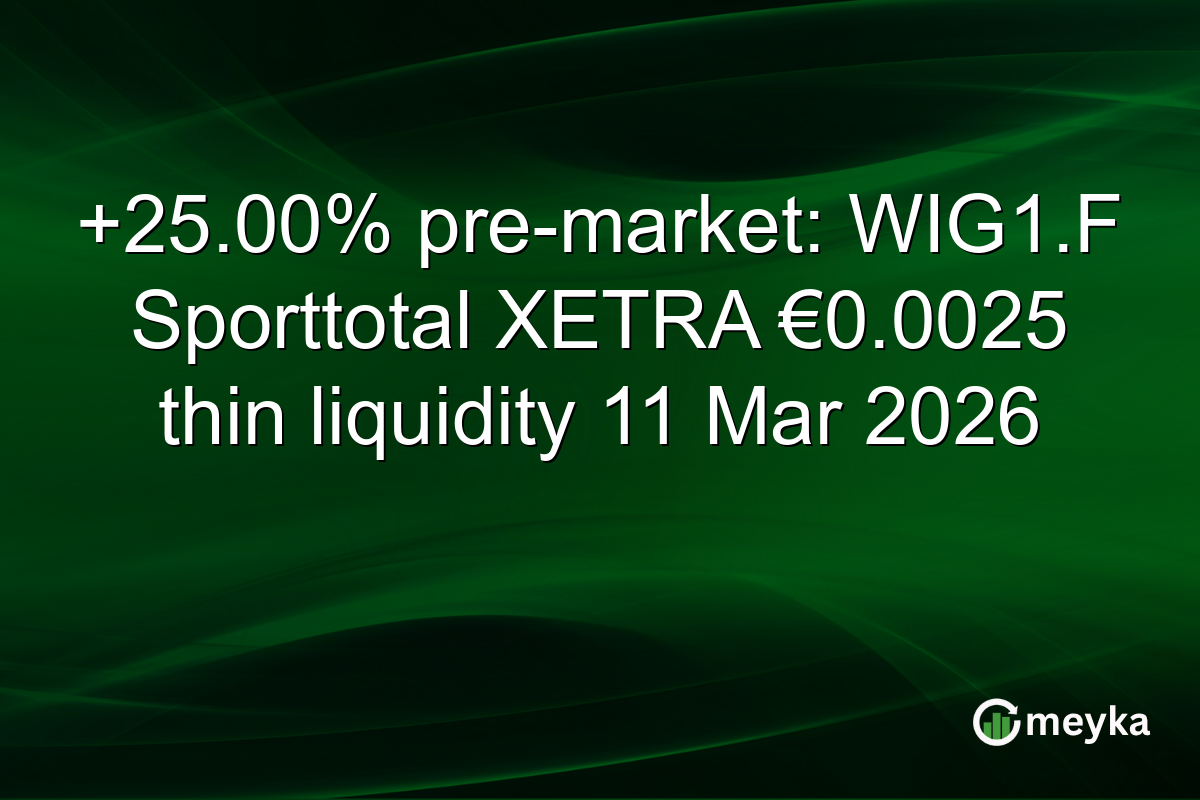 +25.00% pre-market: WIG1.F Sporttotal XETRA €0.0025 thin liquidity 11 Mar 2026