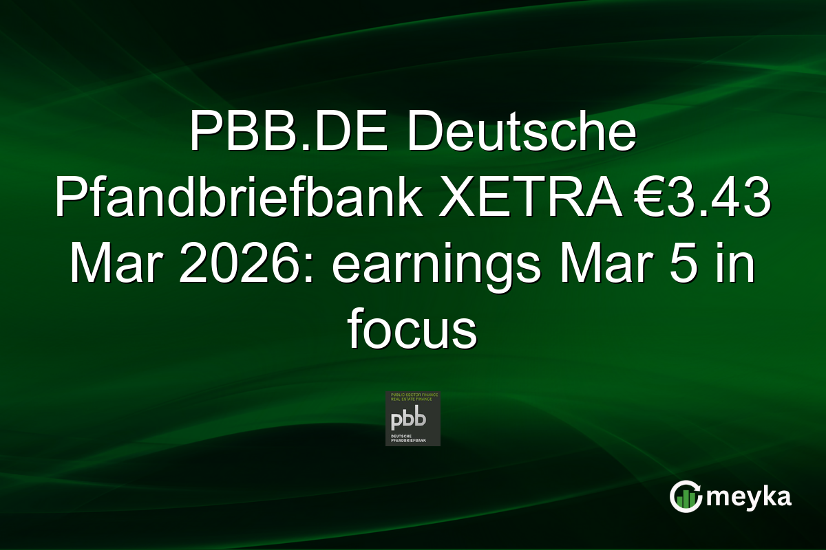 PBB.DE Deutsche Pfandbriefbank XETRA €3.43 Mar 2026: earnings Mar 5 in focus