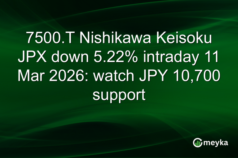 7500.T Nishikawa Keisoku JPX down 5.22% intraday 11 Mar 2026: watch JPY 10,700 support