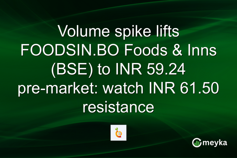Volume spike lifts FOODSIN.BO Foods & Inns (BSE) to INR 59.24 pre-market: watch INR 61.50 resistance