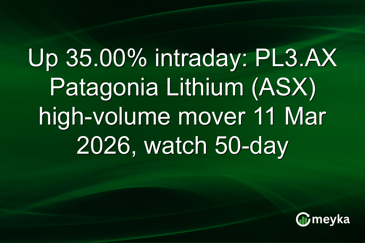 Up 35.00% intraday: PL3.AX Patagonia Lithium (ASX) high-volume mover 11 Mar 2026, watch 50-day