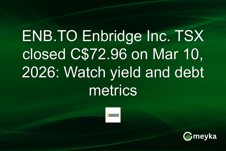 ENB.TO Enbridge Inc. TSX closed C$72.96 on Mar 10, 2026: Watch yield and debt metrics