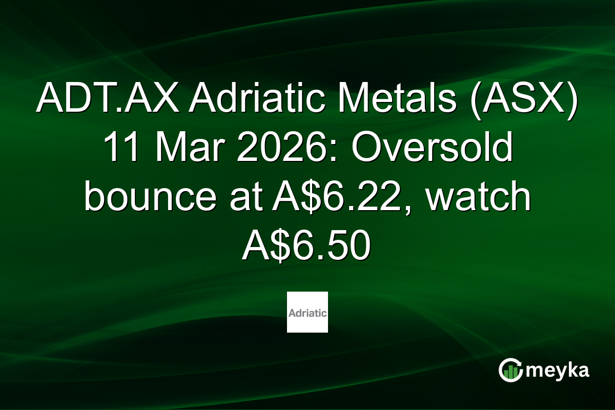 ADT.AX Adriatic Metals (ASX) 11 Mar 2026: Oversold bounce at A$6.22, watch A$6.50