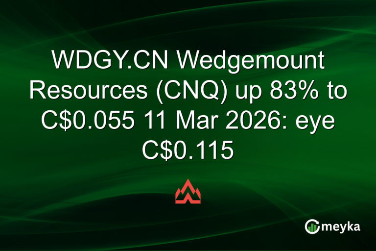 WDGY.CN Wedgemount Resources (CNQ) up 83% to C$0.055 11 Mar 2026: eye C$0.115