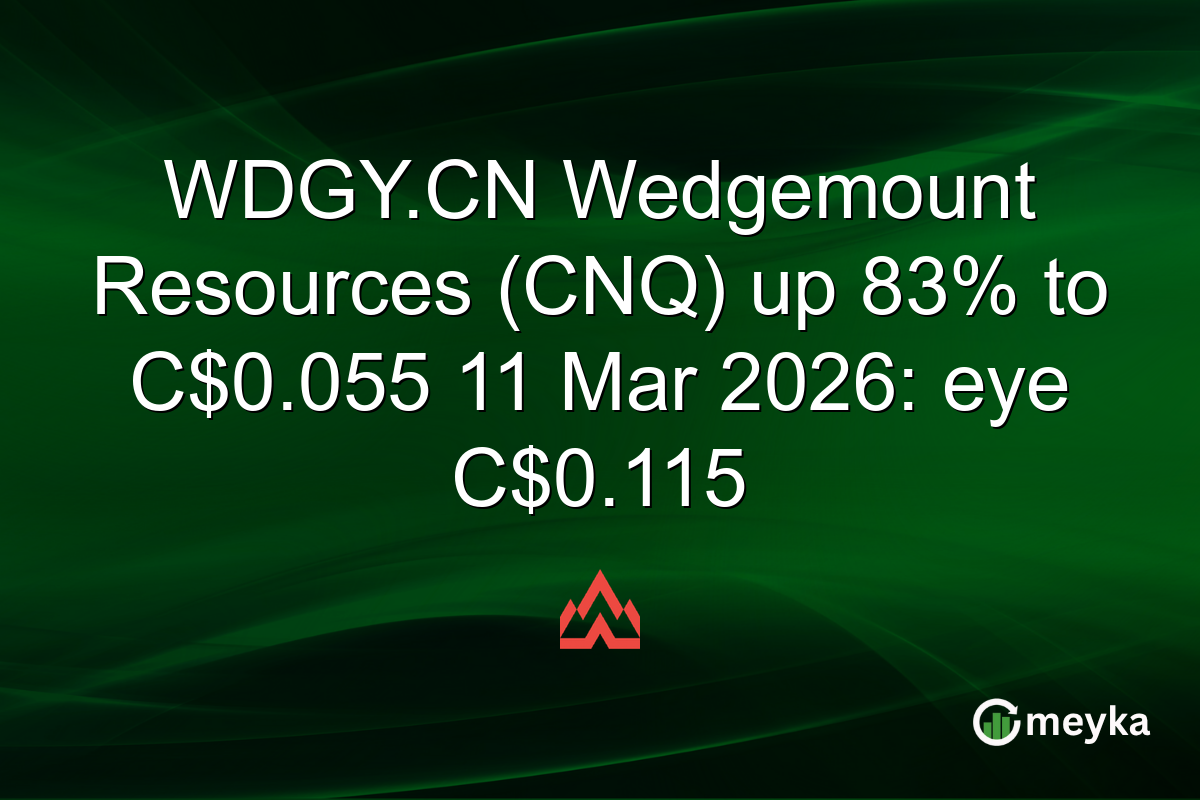 WDGY.CN Wedgemount Resources (CNQ) up 83% to C$0.055 11 Mar 2026: eye C$0.115