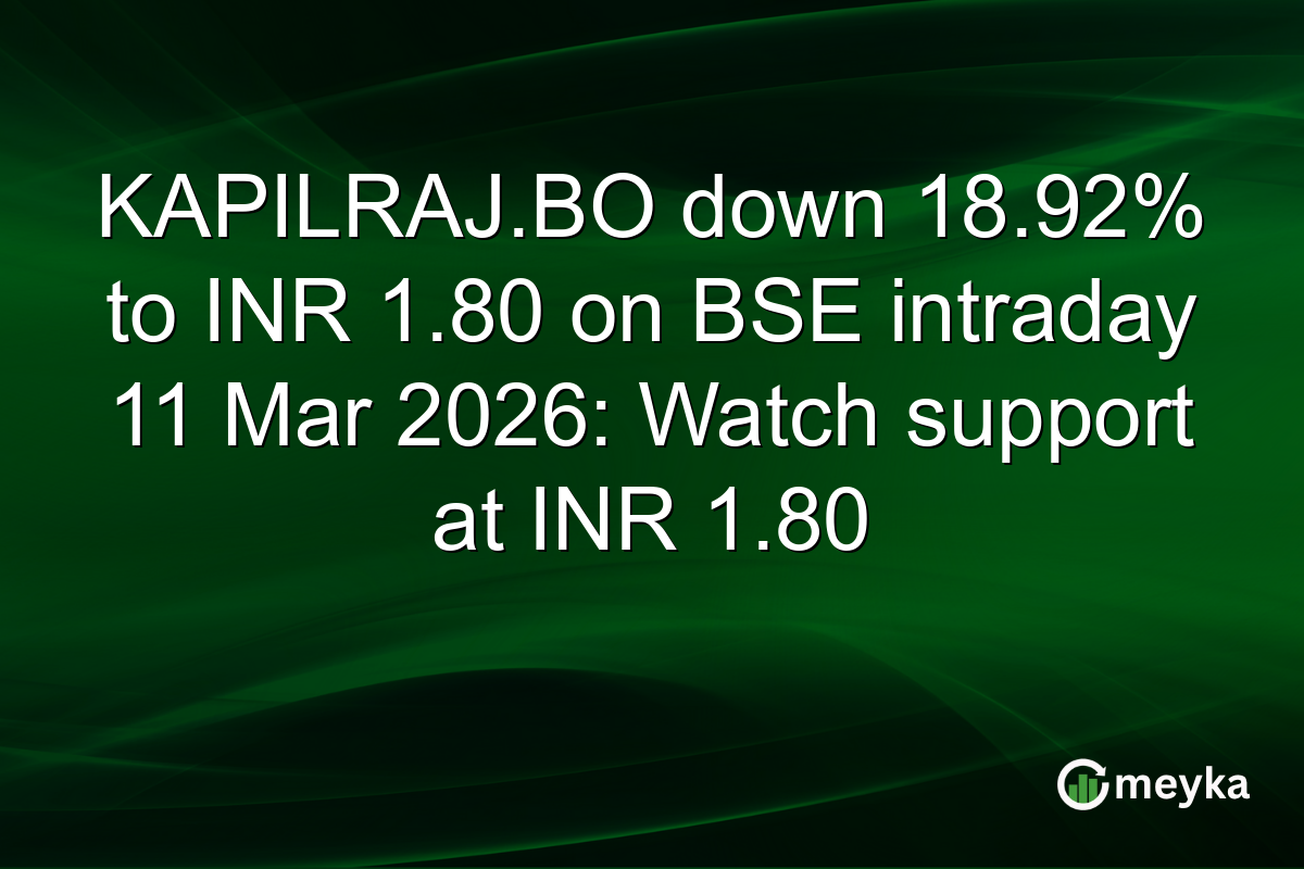 KAPILRAJ.BO down 18.92% to INR 1.80 on BSE intraday 11 Mar 2026: Watch support at INR 1.80