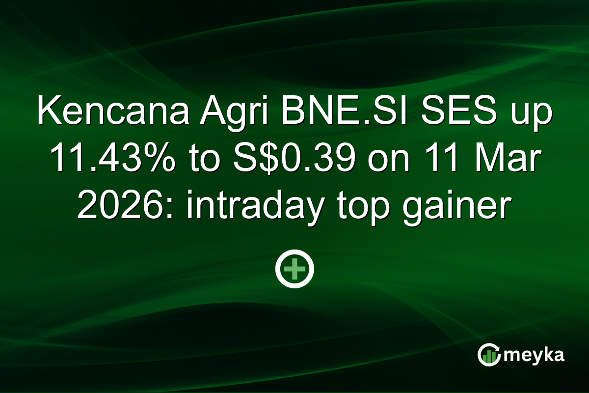 Kencana Agri BNE.SI SES up 11.43% to S$0.39 on 11 Mar 2026: intraday top gainer