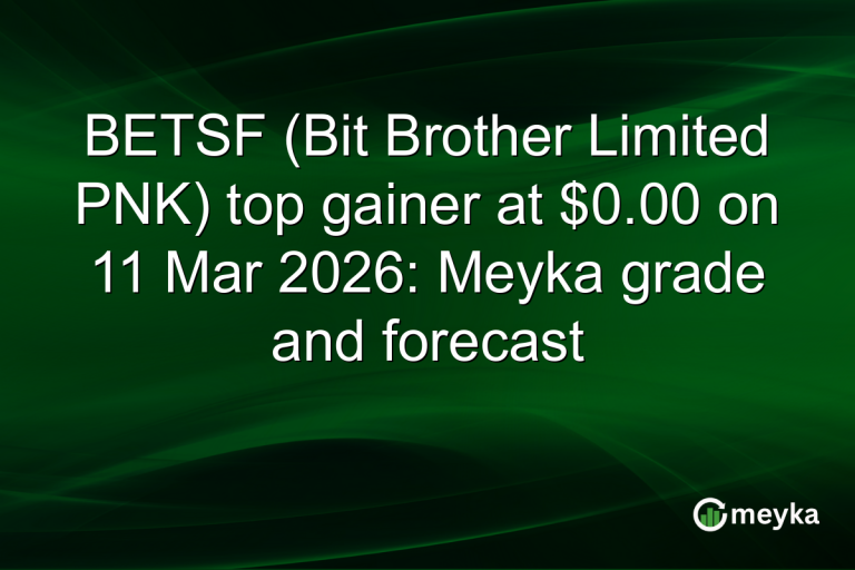 BETSF (Bit Brother Limited PNK) top gainer at $0.00 on 11 Mar 2026: Meyka grade and forecast