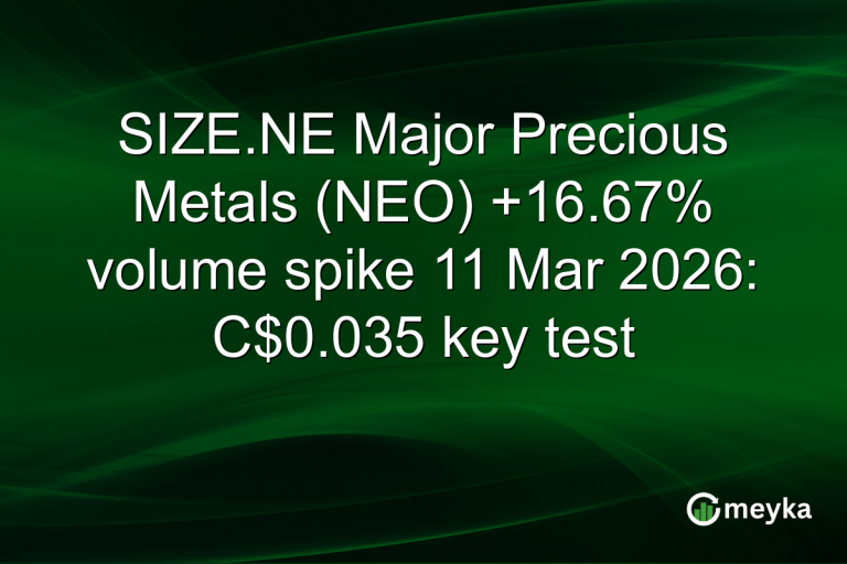 SIZE.NE Major Precious Metals (NEO) +16.67% volume spike 11 Mar 2026: C$0.035 key test