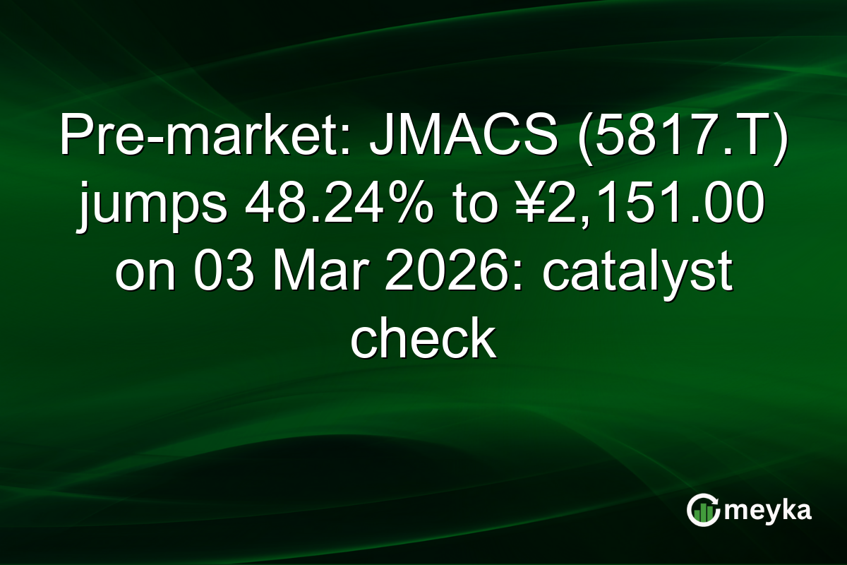 Pre-market: JMACS (5817.T) jumps 48.24% to ¥2,151.00 on 03 Mar 2026: catalyst check
