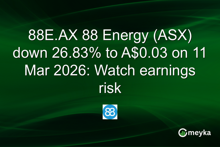 88E.AX 88 Energy (ASX) down 26.83% to A$0.03 on 11 Mar 2026: Watch earnings risk