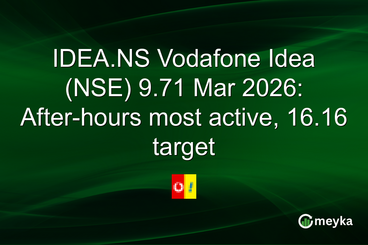 IDEA.NS Vodafone Idea (NSE) 9.71 Mar 2026: After-hours most active, 16.16 target