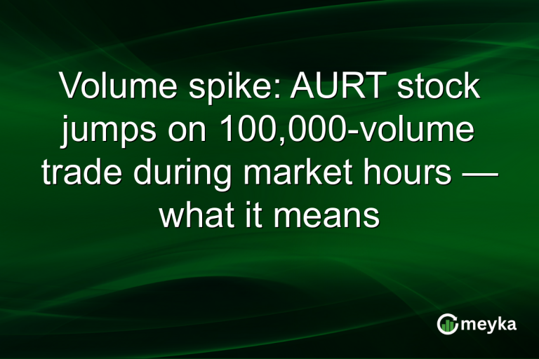 Volume spike: AURT stock jumps on 100,000-volume trade during market hours — what it means